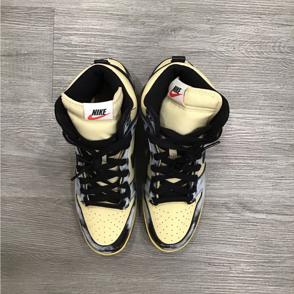 Nike Dunk High 1985 Black Acid Wash Men’s 9.5 Yellow/Black Retro Sneakers EUC - Picture 3 of 10